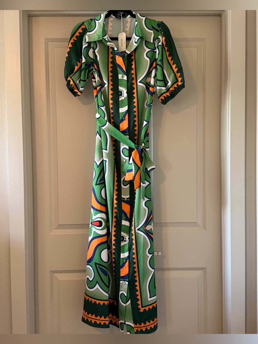 Ador with  tag Green & Orange pattern